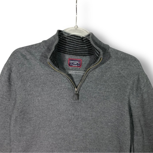Untuckit Belguardo Merino Wool 1/4 Zip Sweater Sz L Gray Business Casual - Picture 2 of 11